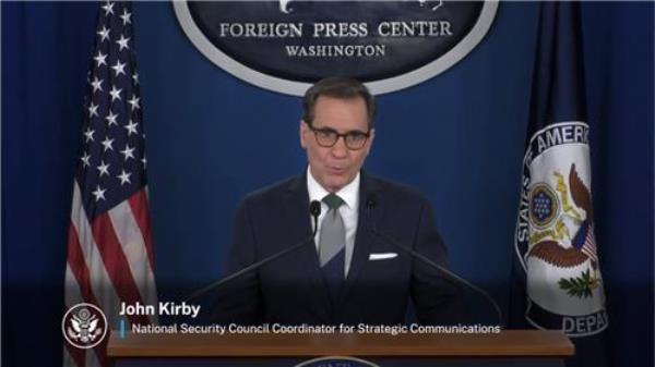 John Kirby, Natio<em></em>nal Security Council coordinator for strategic communications, speaks during a press briefing at the Foreign Press Center in Washington on Aug. 16, 2023, in this captured file photo. (PHOTO NOT FOR SALE) (Yonhap)