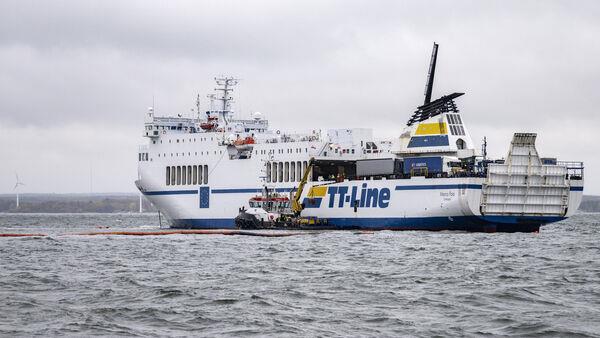 Ferry that ran aground repeatedly off Swedish coast is leaking oil